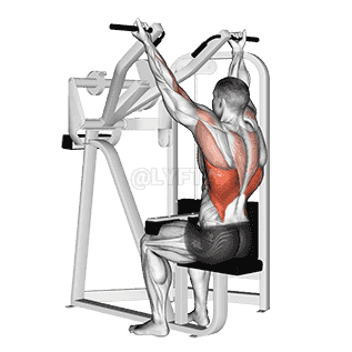 Reverse grip machine lat pulldown demonstration