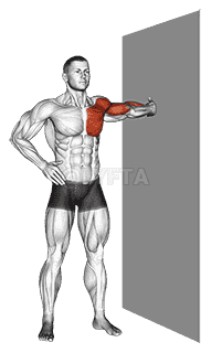 Standing one arm chest stretch demonstration