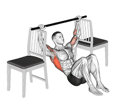 Pull-up with Bent Knee between Chairs demonstration