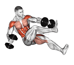 Dumbbell Seated Tuck Twisting Crunch on Floor demonstration