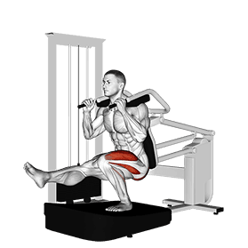 Lever Pistol Squat exercise demonstration for Thighs, Leverage machine