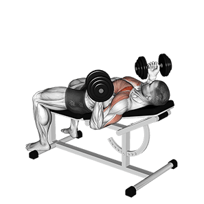 Incline reverse-grip 30 degrees bench press exercise demonstration for Chest, Dumbbell
