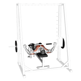 Smith Wide Grip Bench Press exercise demonstration for Chest, Smith machine