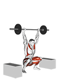 Barbell Snatch from Blocks exercise demonstration for Weightlifting, Barbell
