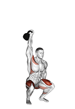 Kettlebell One Arm Overhead Squat exercise demonstration for Quadriceps, and Thighs, Kettlebell