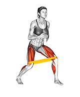 Resistance Band Duck Walk exercise demonstration for Hips, Resistance Band