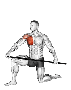 Half Kneeling PVC Pec Mobilization Stretch exercise demonstration for Chest, Stick
