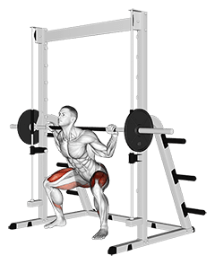 Smith Sumo Squat exercise demonstration for Hips, Smith machine