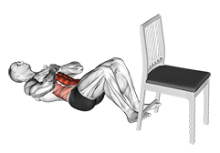 Sit up with Chair Assisted exercise demonstration for Waist, Body weight