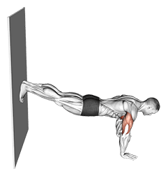 Decline Push-up against Wall exercise demonstration for Chest, Body weight