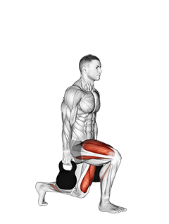Kettlebell Backward Lunge exercise demonstration for Quadriceps, and Thighs, Kettlebell