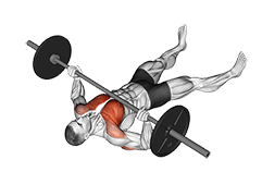 Barbell Floor Chest Press exercise demonstration for Chest, Barbell