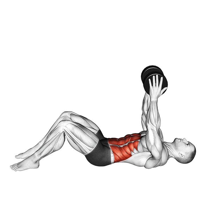 Dumbbell Straight Arm Twisting Sit-up exercise demonstration for Waist, Dumbbell