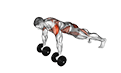 Dumbbell Front Plank Arm Leg Raise exercise demonstration for Waist, Dumbbell