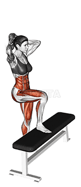 Step-up opposite elbow to knee twist demonstration