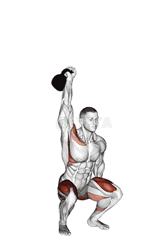 Kettlebell One Arm Overhead Squat demonstration