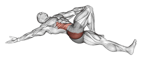 Lying Cross Over Knee Pull Down Stretch demonstration