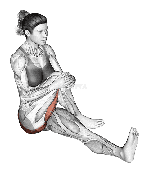 Seated Bent Knee To Chest Buttock Stretch demonstration