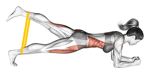 Resistance Band Front Plank With Kicked Leg demonstration